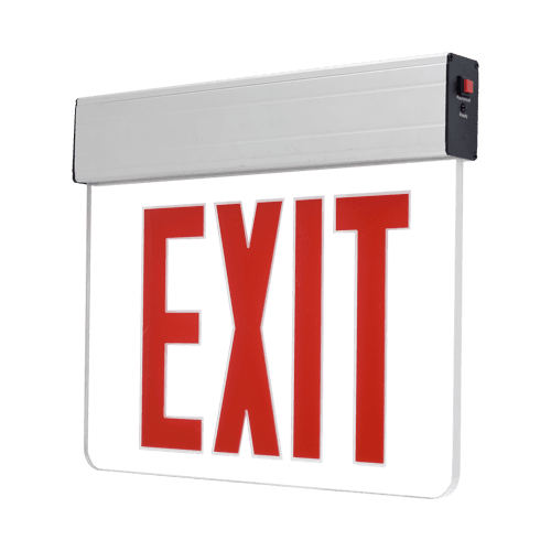 Edge-Lit Exit Sign (Red, Clear)