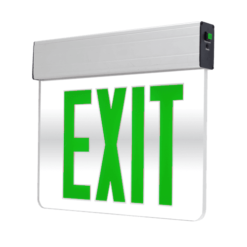 Edge-Lit Exit Sign (Green, Mirror)