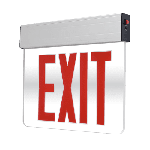 Edge-Lit Exit Sign (Red, Mirror)
